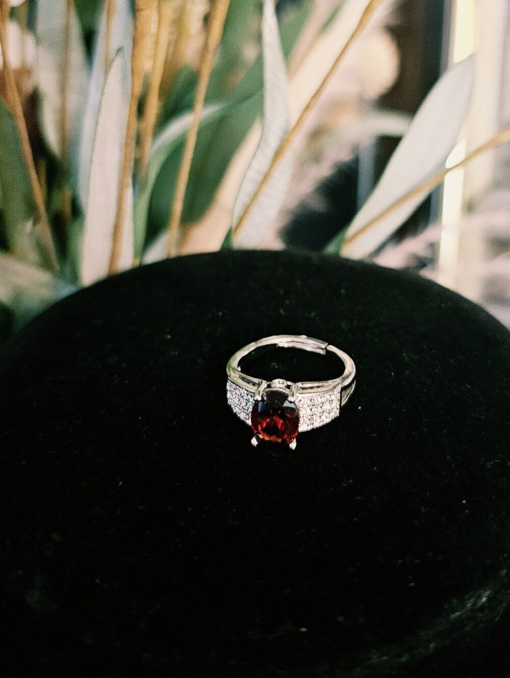 Stainless Steel Ring With Ruby Stone